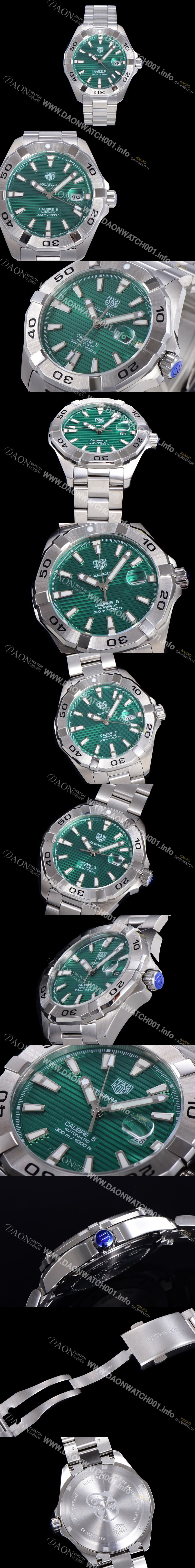 태그호이어 아쿠아레이서 오토매틱 43mm 남성용시계 메탈줄 그린다이얼 tag043013485