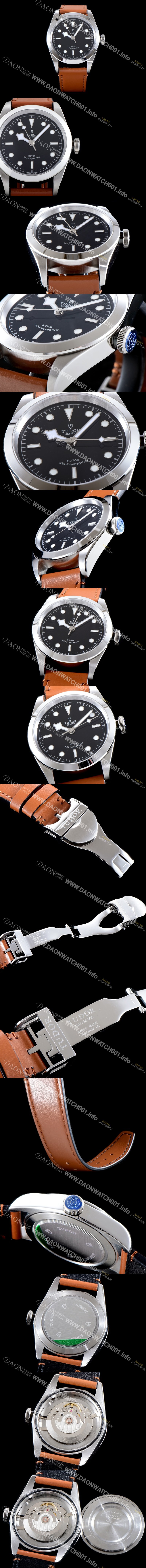 레플리카 [튜더] 남성용 빈티지 베이지 가죽 스트랩!! 블랙 베이 M79500-0008 스노우플레이크 오리지널 동일 무브 블랙 다이얼 스위스 ETA 2824-A2 오토매틱 무브먼트 TUD0330