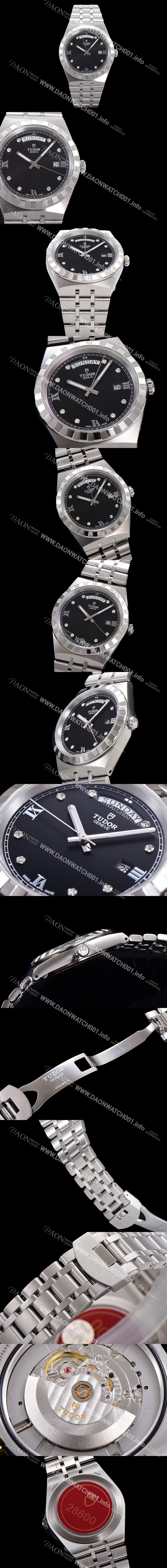 레플리카 [튜더] 남성용 로얄 워치 오토매틱 스위스 ETA2836-2 타입 41mm 메탈줄 블랙다이얼 tud5935