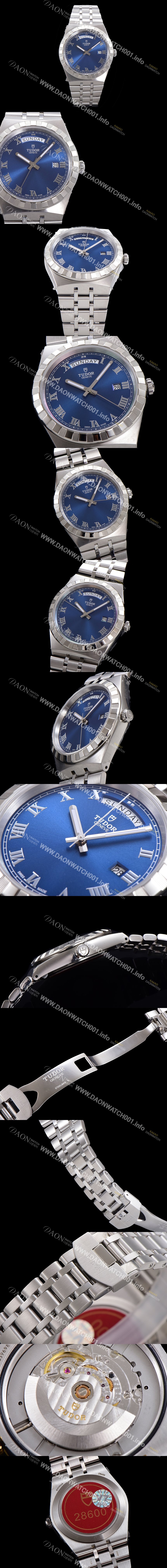 레플리카 [튜더] 남성용 로얄 워치 오토매틱 스위스 ETA2836-2 타입 41mm 메탈줄 블루다이얼 tud1291
