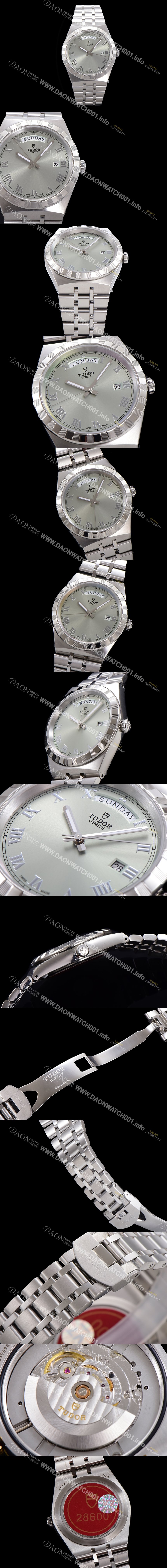 레플리카 [튜더] 남성용 로얄 워치 오토매틱 스위스 ETA2836-2 타입 41mm 메탈줄 실버다이얼 tud5152