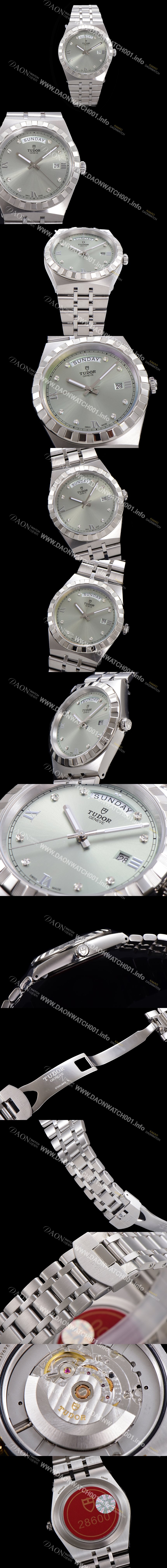 레플리카 [튜더] 남성용 로얄 워치 오토매틱 스위스 ETA2836-2 타입 41mm 메탈줄 실버다이얼 tud1592