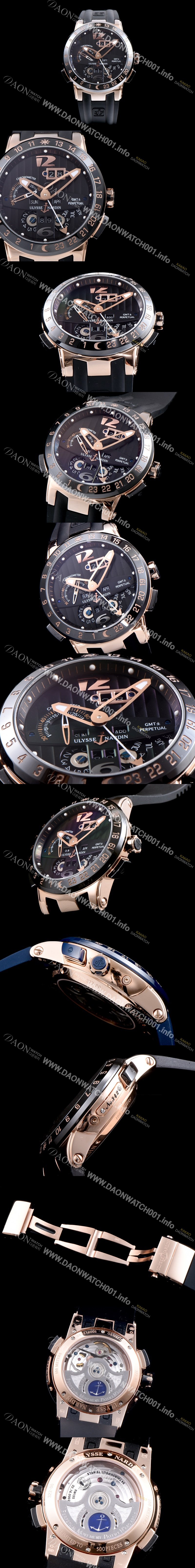 레플리카 [율리스나르당] 남성용 율리시스 나르딘 326-03 이그제큐티브 엘 토로 지엠티 퍼페츄얼 블랙 다이얼 오토매틱 무브먼트 ULY4200