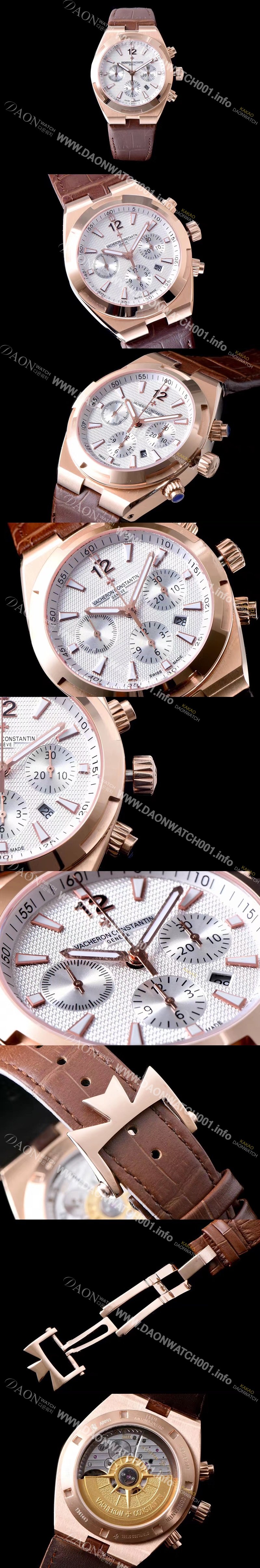 레플리카 [바쉐론콘스탄틴] 남성용 오버시즈 49150000R-9454 컬럼 휠 크로노그래프 18k 로즈골드 케이스 실버 텍스쳐 다이얼 오토매틱 무브먼트 VAC0200