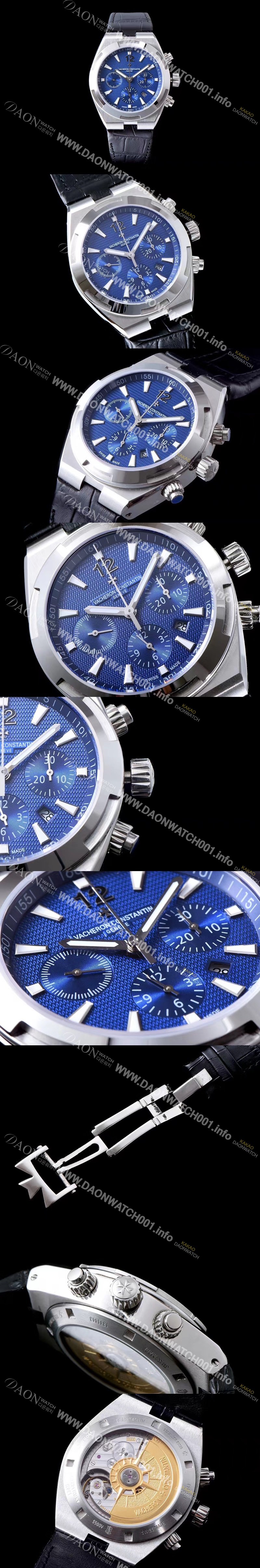 레플리카 [바쉐론콘스탄틴] 남성용 오버시즈 49150000A-9745 컬럼 휠 크로노그래프 블루 텍스쳐 다이얼,아라비안 오토매틱 무브먼트 VAC0244