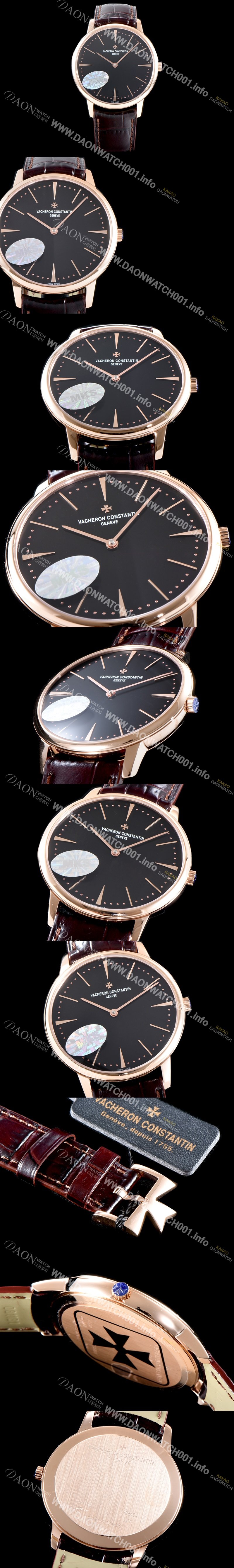 레플리카 [바쉐론콘스탄틴] 남성용 패트리모니 81180/000R-9283 매뉴얼 와인딩 클래식 타임온리 워치!! 18K 로즈골드 케이스 블랙 다이얼 오토매틱 무브먼트 VAC0211