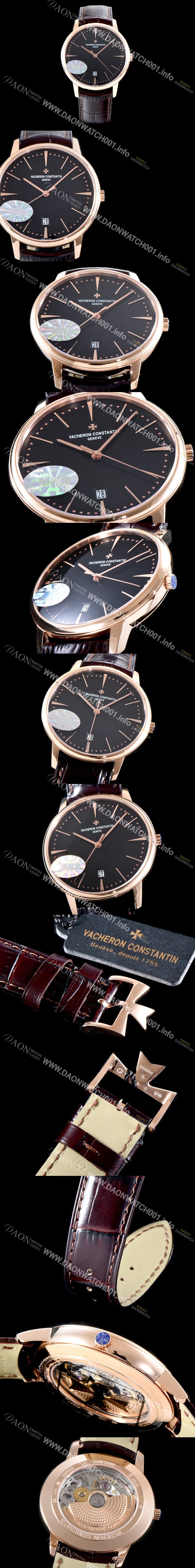레플리카 [바쉐론콘스탄틴] 남성용 패트리모니 85180/000R-9166 셀프 와인딩 드레스 워치!! 18K 로즈골드 케이스 블랙 다이얼 오토매틱 무브먼트 VAC0210