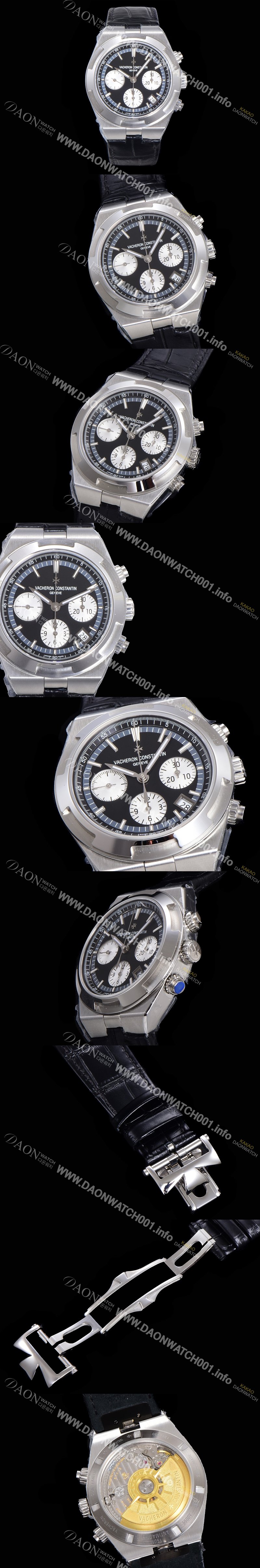 레플리카 [바쉐런콘스탄틴] 남성용 오버시즈 크로노그래프 42mm 오토매틱 5500S 가죽줄 블랙다이얼 vac1913