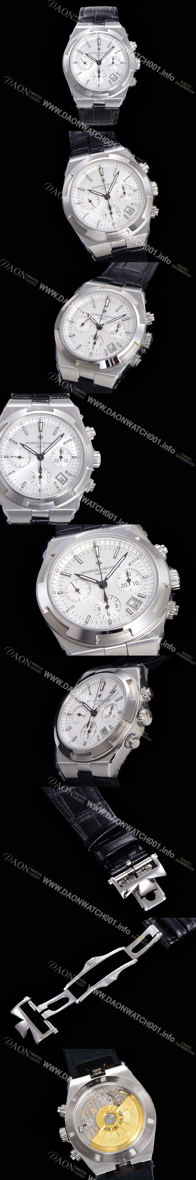 레플리카 [바쉐런콘스탄틴] 남성용 오버시즈 크로노그래프 42mm 오토매틱 5500S 가죽줄 화이트다이얼 vac1235