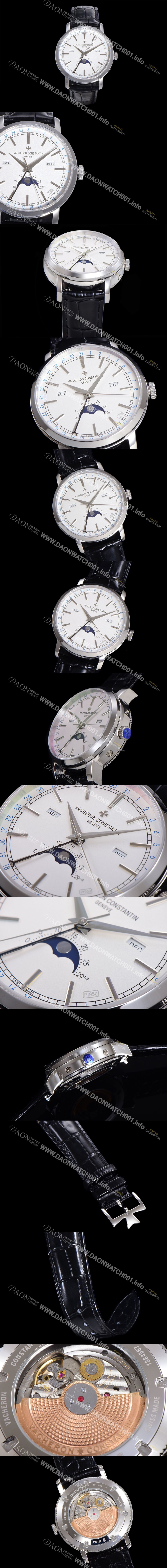 레플리카 [바쉐런콘스탄팀] 남성용 트레디셔널 문페이즈 오토매틱 2460QCL 타입 41mm 가죽줄 화이트다이얼  vac5151