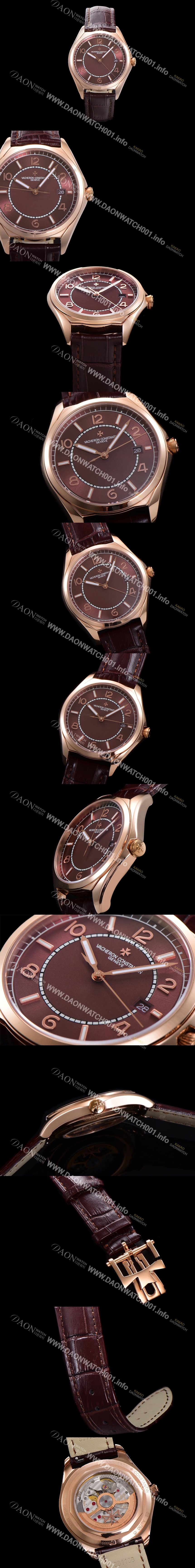 레플리카 [바쉐론 콘스탄틴] 남성용 피프티식스 Ref.4600E 오토매틱 1326 타입  40mm 가죽줄 18K 로즈골드 브라운 다이얼  vac1511