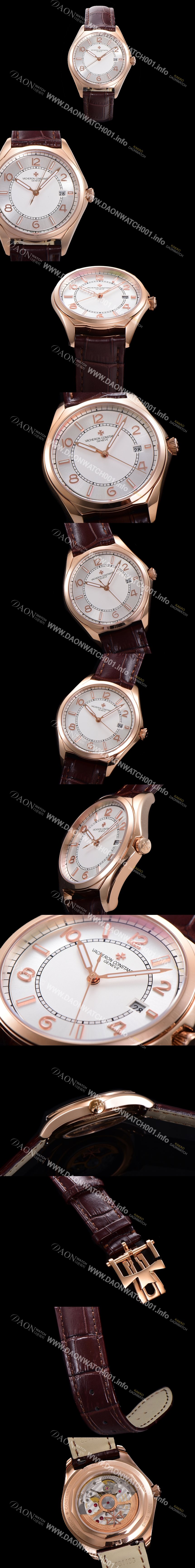 레플리카 [바쉐론 콘스탄틴] 남성용 피프티식스 Ref.4600E 오토매틱 1326 타입 40mm 가죽줄 18K 로즈골드 실버 다이얼  vac5122