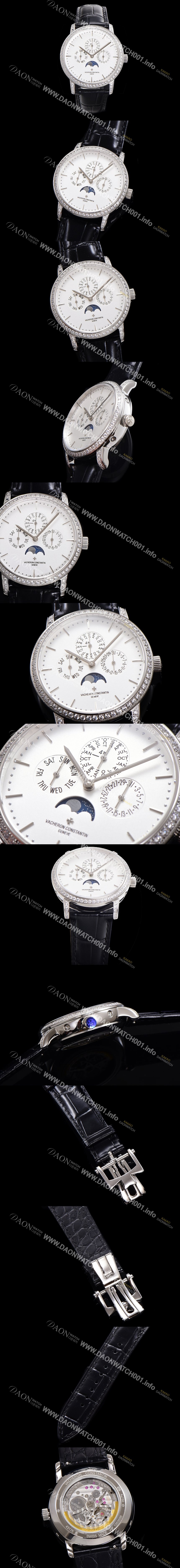 레플리카 [바쉐런콘스탄틴] 남성용 패트리모니 다이아셋팅 논페이즈 오토매틱 1120타입 41mm 가죽줄 화이트다이얼 vac0668