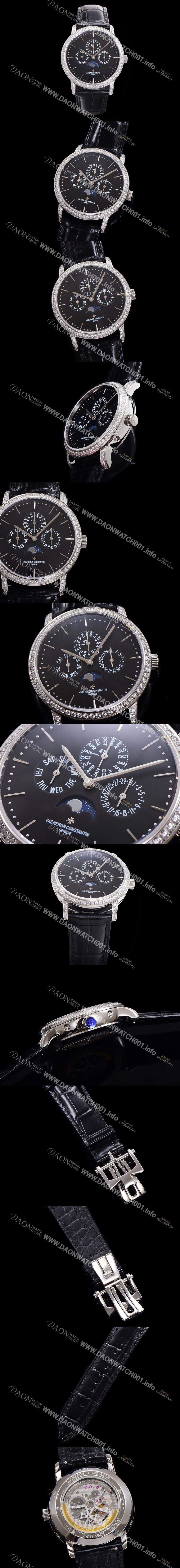 레플리카 [바쉐런콘스탄틴] 남성용 패트리모니 다이아셋팅 논페이즈 오토매틱 1120타입 41mm 가죽줄 블랙다이얼   vac8682