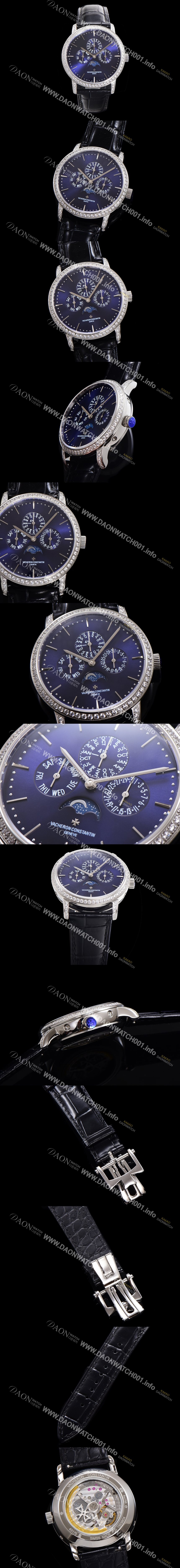 레플리카 [바쉐런콘스탄틴] 남성용 패트리모니 다이아셋팅 논페이즈 오토매틱 1120타입 41mm 가죽줄 블루다이얼 vac6648