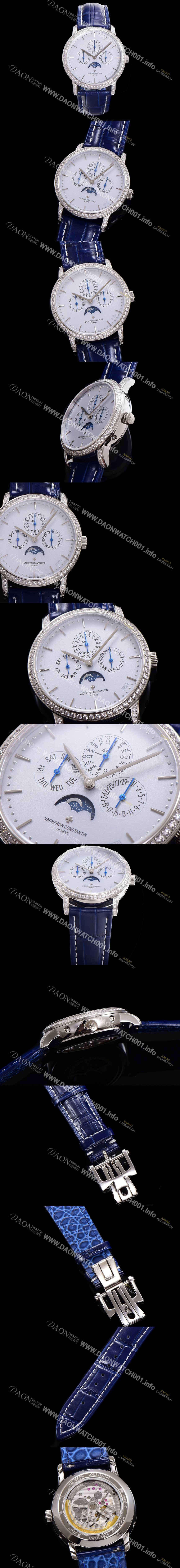 레플리카 [바쉐런콘스탄틴] 남성용 패트리모니 다이아셋팅 논페이즈 오토매틱 1120타입 41mm 가죽줄 그레이다이얼   vac0822