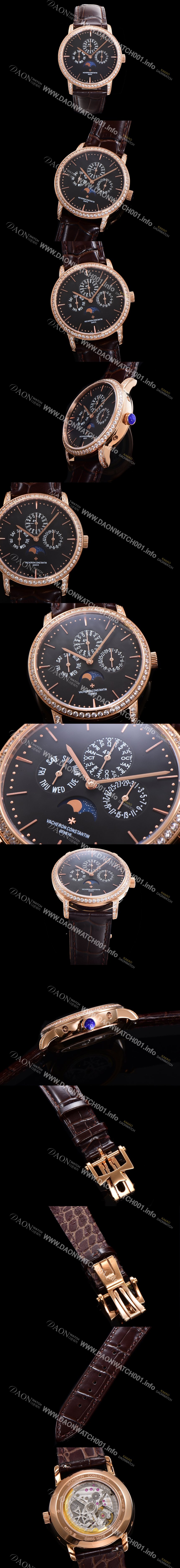 레플리카 [바쉐런콘스탄틴] 남성용 패트리모니 다이아셋팅 로즈골드 논페이즈 오토매틱 1120타입 41mm 가죽줄 블랙다이얼 vac9682