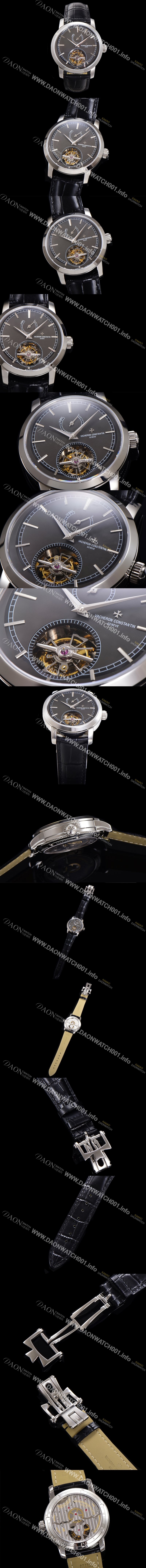 레플리카 [바쉐런콘스탄틴] 남성용 트레디셔널 투어빌론 자동형 42mm 가죽줄 그레이다이얼 vac57218