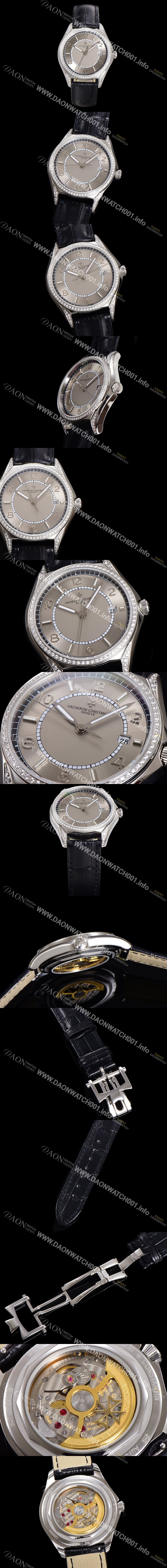 레플리카 [바쉐론 콘스탄틴] 남성용 피프티식스 Ref.4600E 오토매틱 1326 타입 40mm 보석/큐빅 가죽줄 그레이 다이얼 vac1147