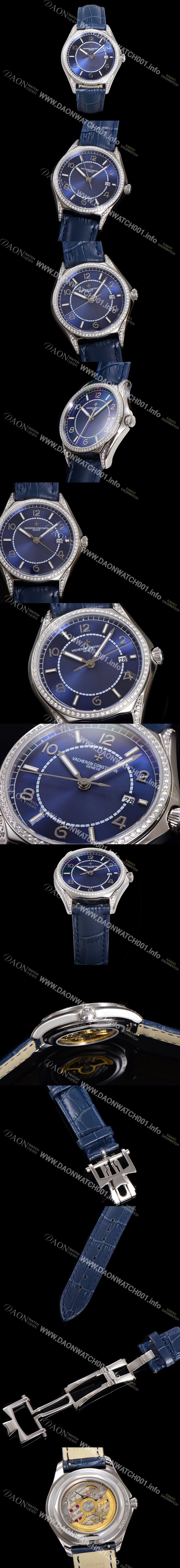 레플리카 [바쉐론 콘스탄틴] 남성용 피프티식스 Ref.4600E 오토매틱 1326 타입 40mm 보석/큐빅 가죽줄 블루 다이얼 vac1148