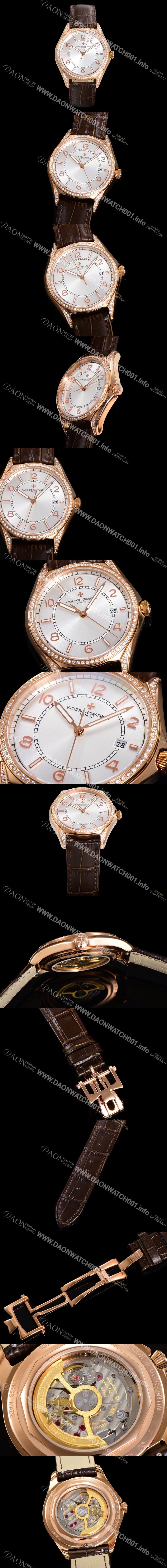 레플리카 [바쉐론 콘스탄틴] 남성용 피프티식스 Ref.4600E 오토매틱 1326 타입 18K 로즈골드 40mm 보석/큐빅 가죽줄 실버 다이얼 vac1149