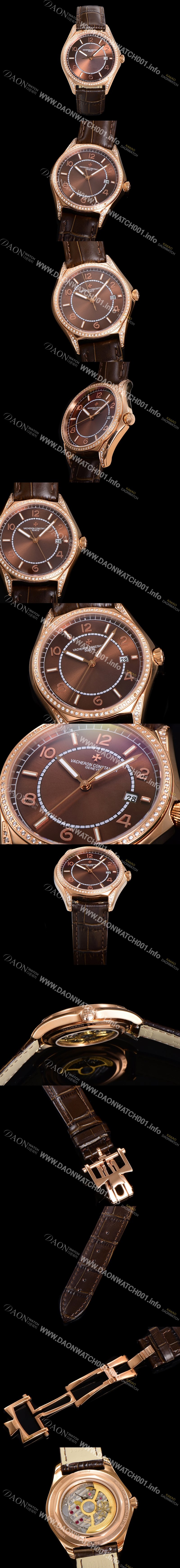 레플리카 [바쉐론 콘스탄틴] 남성용 피프티식스 Ref.4600E 오토매틱 1326 타입 18K 로즈골드 40mm 보석/큐빅 가죽줄 브라운 다이얼 vac1151
