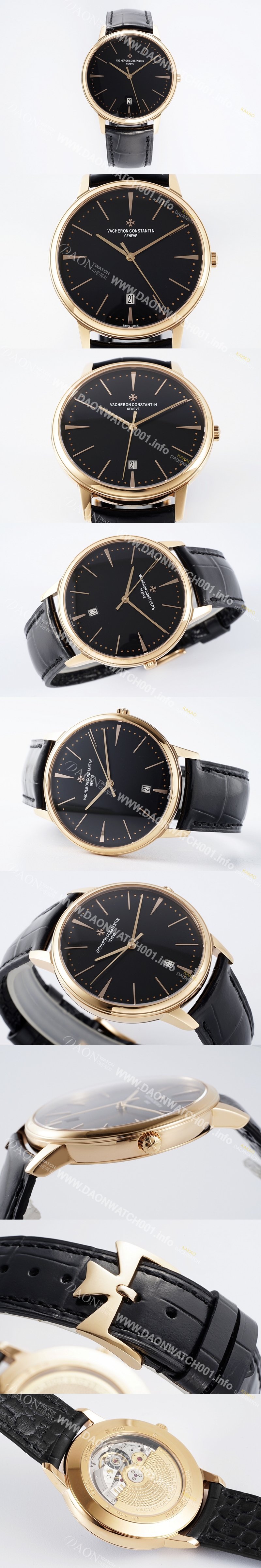 레플리카 [바쉐론콘스탄틴] 남성용 패트리모니 85180/000R-9232 셀프 와인딩 드레스 워치!! 18K 로즈골드 케이스 블랙 다이얼 오토매틱 무브먼트 vac1161