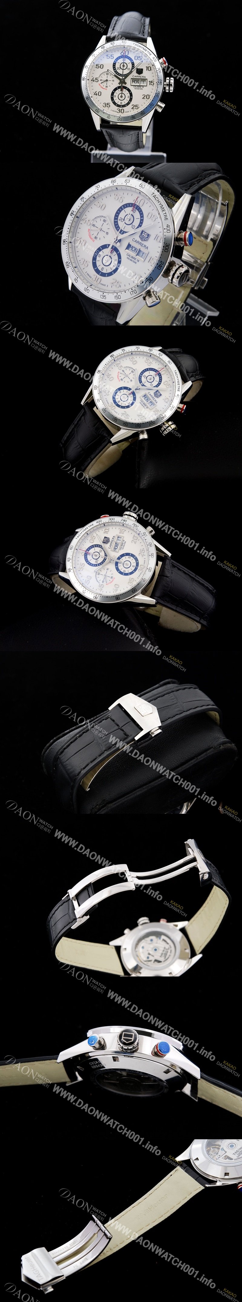 레플리카 [태그호이어] 남성용 까레라 칼리버 16 크로노그래프 화이트 다이얼 wa TAG4225