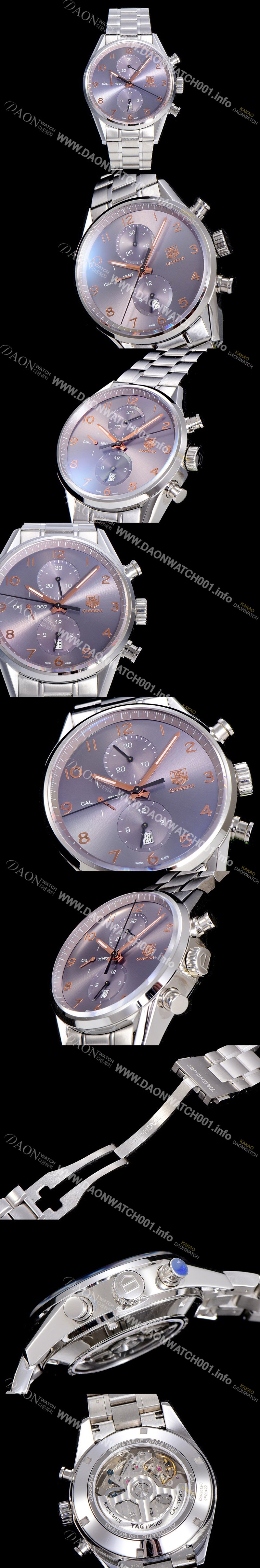 레플리카 [태그호이어] 남성용 까레라 칼리버 1887 크로노그래프 그레이 다이얼 7750 오토매틱 TAG4220