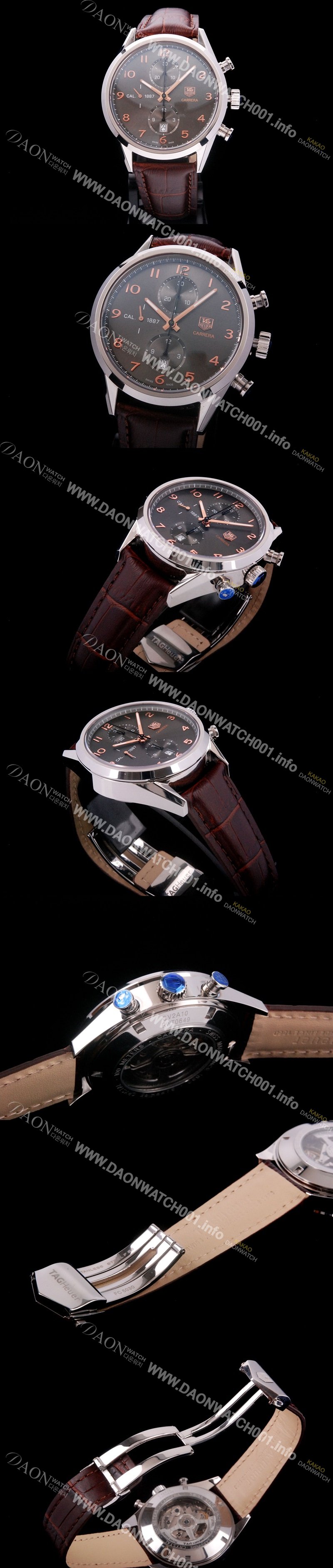 레플리카 [태그호이어] 남성용 까레라 칼리버 1887 크로노그래프 브라운 다이얼 7750 오토매틱 TAG4213