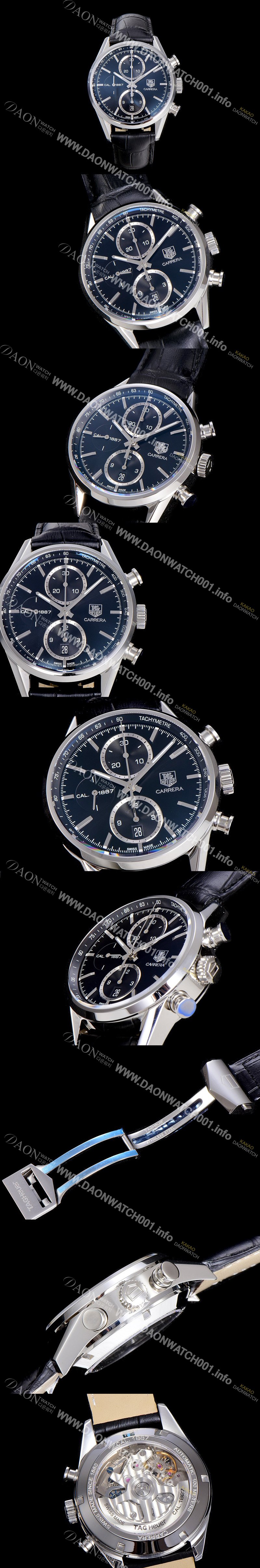 레플리카 [태그호이어] 남성용 까레라 칼리버 1887 크로노그래프 블랙 다이얼 7750 오토매틱 TAG4210