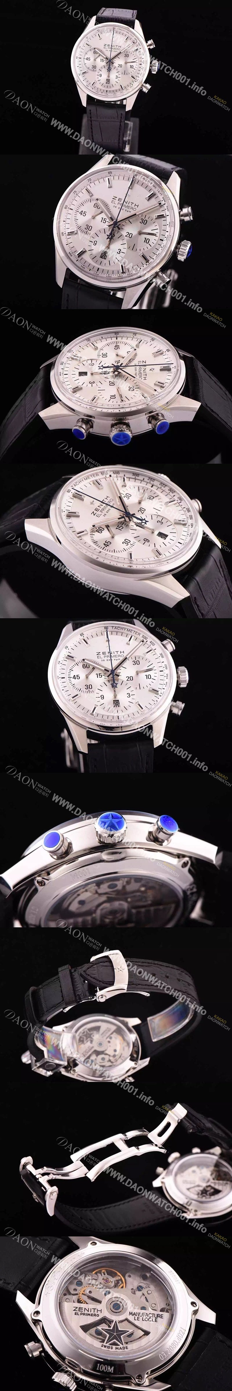 레플리카 [제니스] 남성용 엘 프리매로 03.2110.40001.C498화이트 다이얼 오토매틱 무브먼트 실버다이얼 ZEN4222