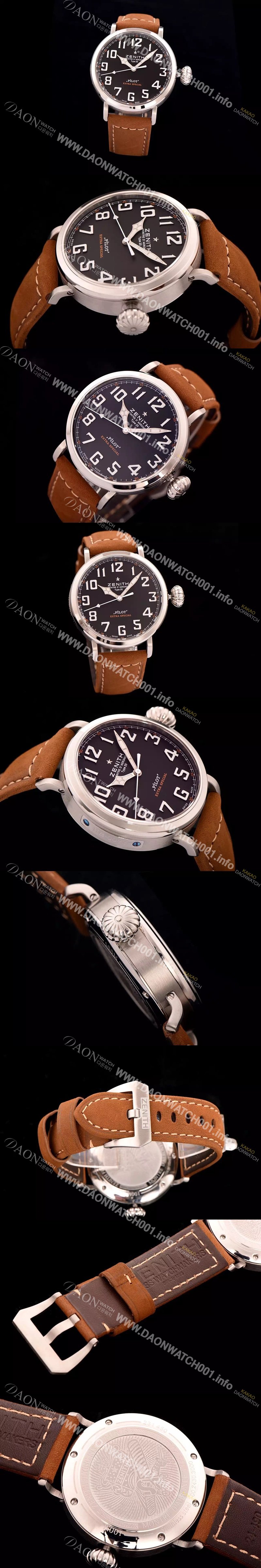 레플리카 [제니스] 남성용 파일럿 타입20 03.2430.300021.C738 오토메틱 45mm 워치 블랙다이얼 ZEN4220