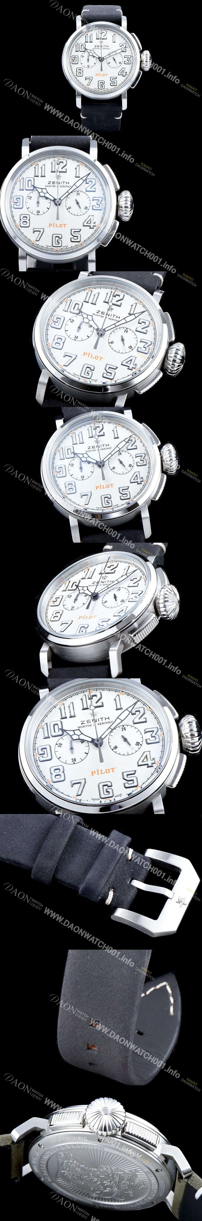 레플리카 [제니스] 남성용 파일럿 헤리티지 타입20 11.2430.4069/21.C773 톤업!!크로노그래프 슬레이트 화이트 그랜드 다이얼 일본 수입산 쿼츠 무브먼트 ZEN4203