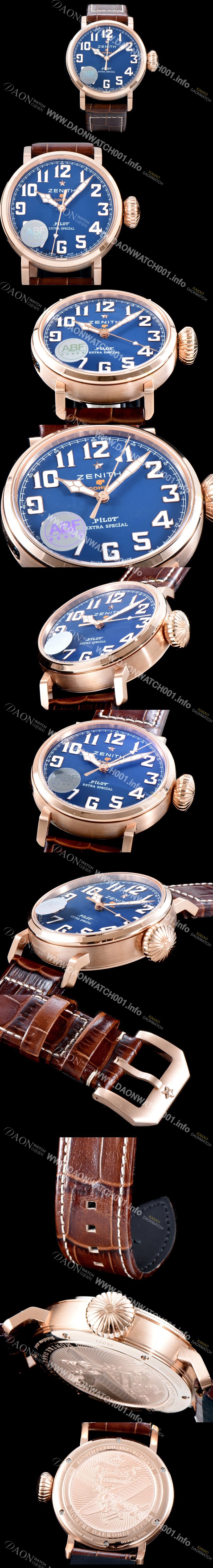 레플리카 [제니스] 남성용 파일럿 타입20 18.2430.679/27.C721 코이바 스페셜!! 고급스러운 18K 로즈골드 케이스 네이비 다이얼 오토매틱 무브먼트 ZEN4200