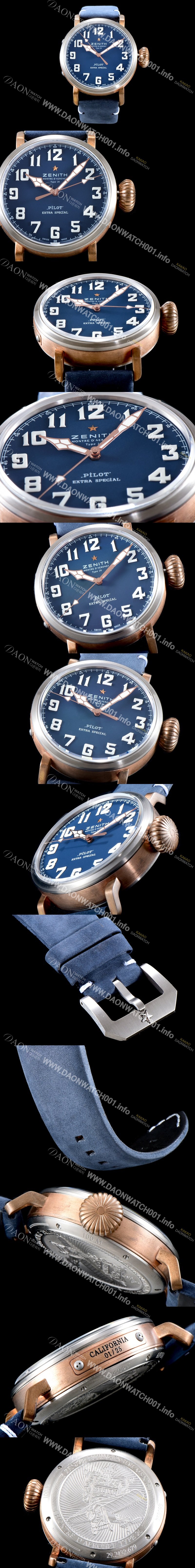 레플리카 [제니스] 남성용 파일럿 타입20 29.2430.679/57.C808 엑스트라 스페셜!! 고급스러운 18K 로즈골드 케이스 콤비 네이비 다이얼 오토매틱 무브먼트 ZEN4230