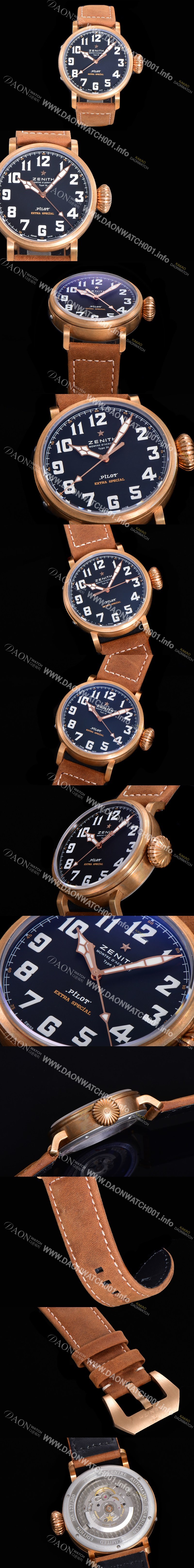 레플리카 [제니스] 남성용 파일럿 29.2430.679/21.C753 타입 20 애드벤쳐 브론져제질 오토매틱 9015무브 45미리 가죽시계 블랙다이얼 ZEN72816