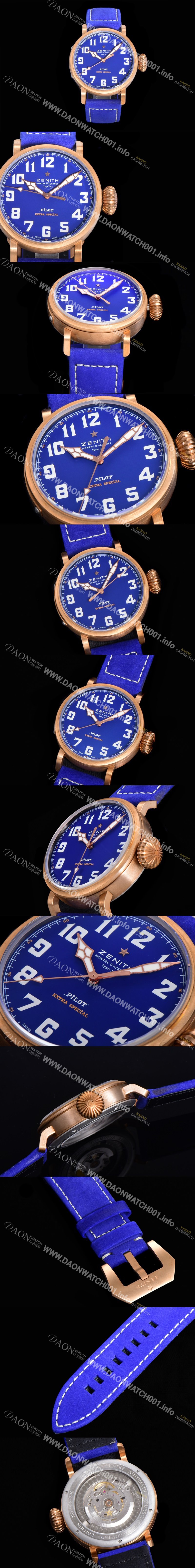 레플리카 [제니스] 남성용 파일럿 29.1940.679/57.C808 타입 20 애드벤쳐 브론져제질 오토매틱 9015무브 45미리 가죽시계 블루다이얼 ZEN73031